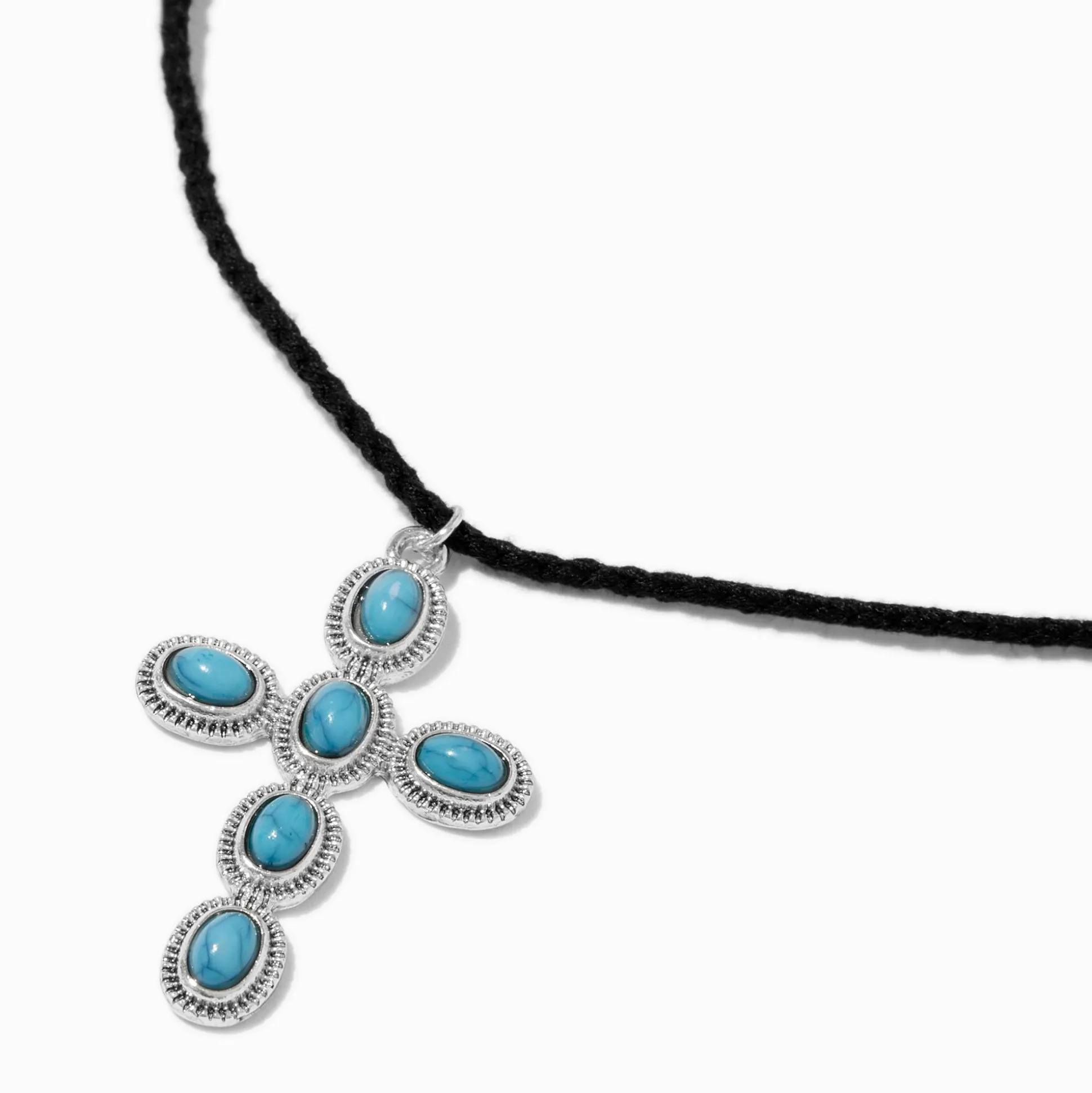 Collier à pendentif cowgirl croix turquoise d'imitation