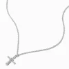 Collier à pendentif croix en zircon cubique couleur argentée