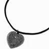 Collier à pendentif cœur bouffant en strass pavé