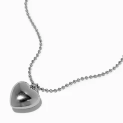 Collier à pendentif cœur bouffant couleur argentée