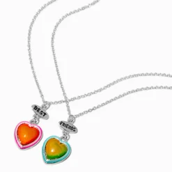 Collier à pendentif cœur d'humeur best friends - Lot de 2
