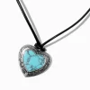 Collier à pendentif cœur en filigrane couleur turquoise