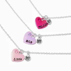 Collier à pendentif cœur trois sœurs best friends - Lot de 3