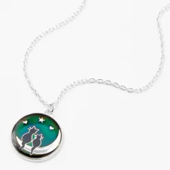 Collier à pendentif d’humeur chats sur la lune