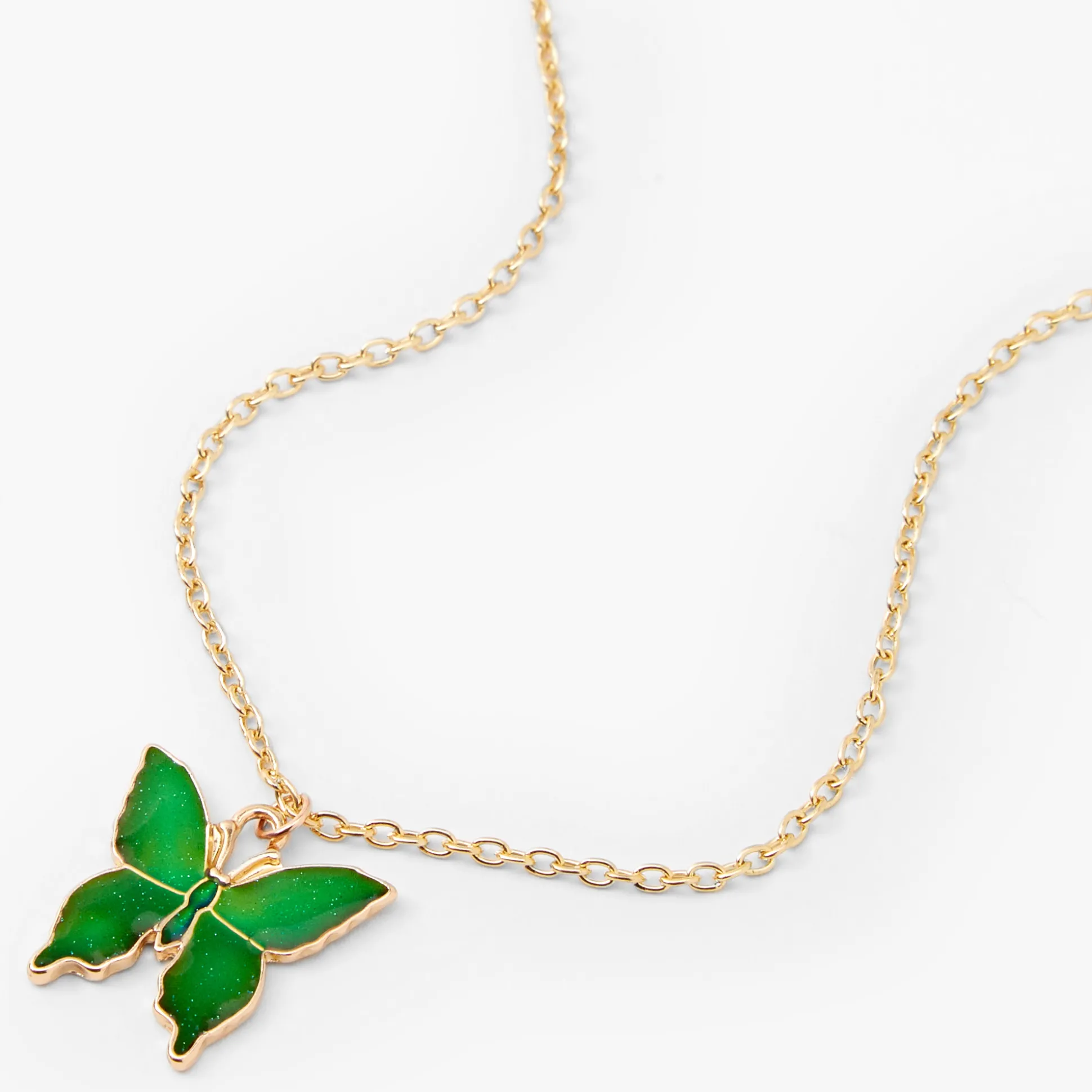 Collier à pendentif d’humeur papillon couleur dorée