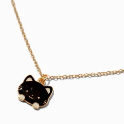 Collier à pendentif d'humeur tête de chat noir