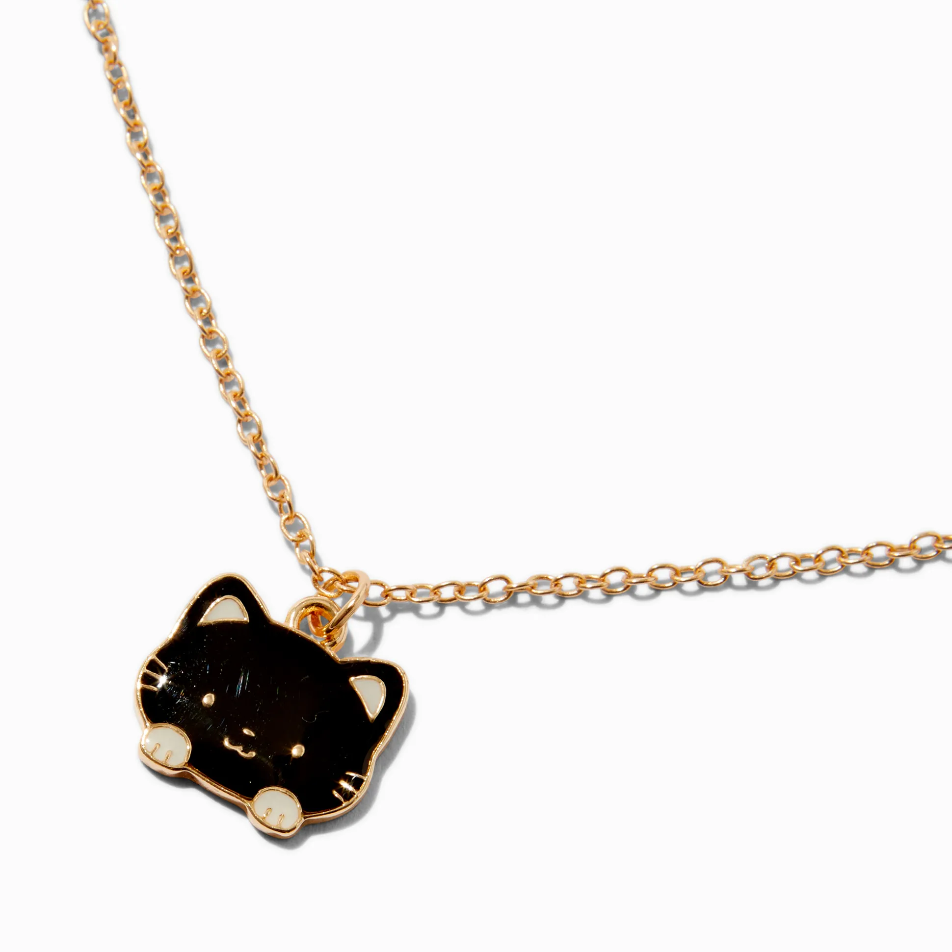 Collier à pendentif d'humeur tête de chat noir