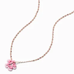 Collier à pendentif fleur rose