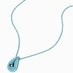 Collier à pendentif goutte anodisé bleu