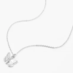 Collier à pendentif papillon 3D couleur argentée