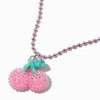 Collier à pendentif perlé rose cerise texturé