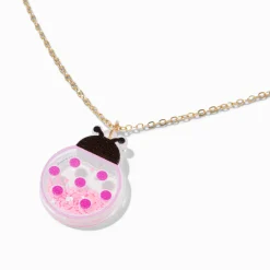Collier à pendentif shaker coccinelle rose