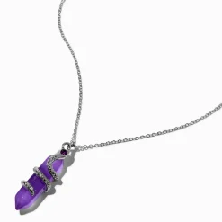Collier à pendentif strass mystiques qui brillent dans le noir violet serpent