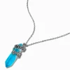Collier à pendentif strass mystique phosphorescent bleu design floral