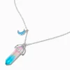 Collier à pendentif strass mystique phosphorescent lune bleue