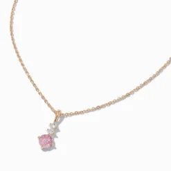 Collier à pendentif trio de strass roses en zircon cubique d'imitation
