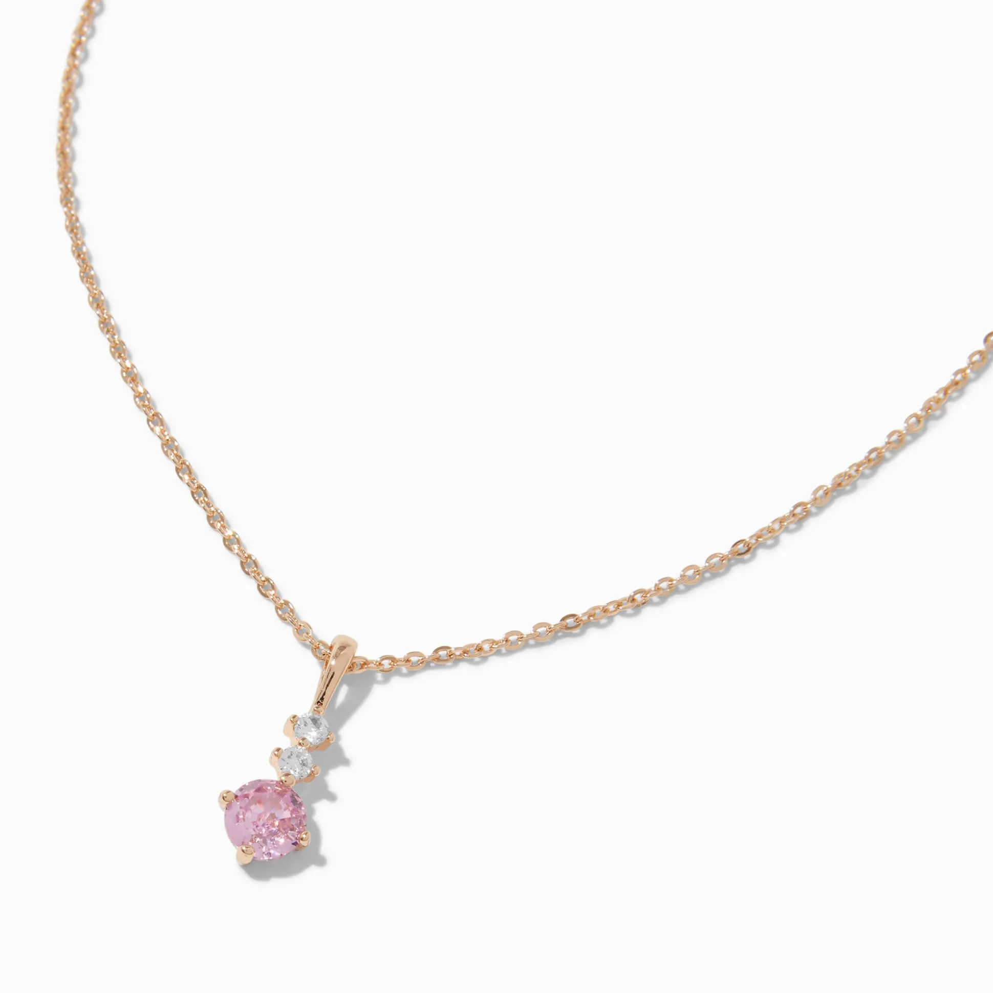 Collier à pendentif trio de strass roses en zircon cubique d'imitation