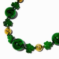 Collier boules à facettes et trèfles Saint-Patrick