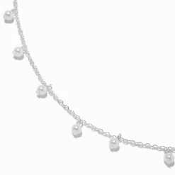 Collier de breloques confetti en perles d'imitation blanches