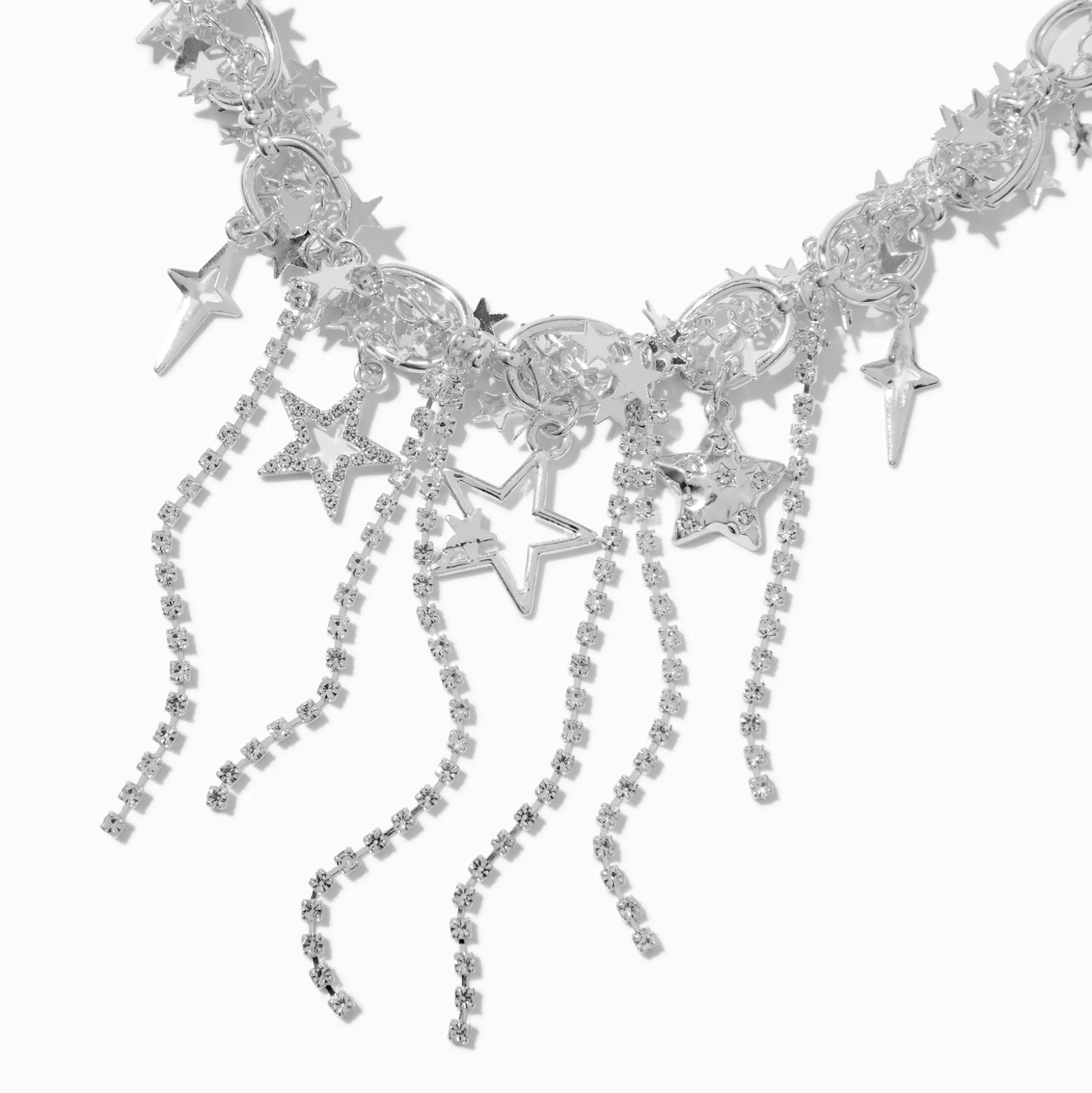 Collier de caractère frange de chaîne étoile couleur argentée