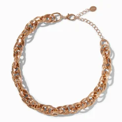 Collier de chaîne à maillons ovales texturés couleur dorée