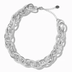 Collier de chaîne à maillons méga texturés couleur argentée