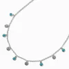Collier de chaîne couleur argentée disques couleur turquoise