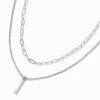 Collier de chaîne multi-rangs barrette couleur argentée
