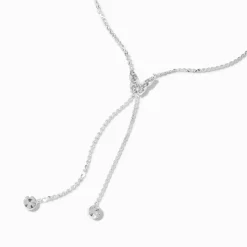 Collier en Y couleur argentée papillon en strass