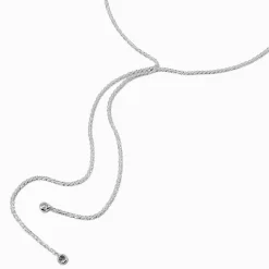 Collier en Y en zircon cubique découpe laser couleur argentée