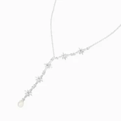 Collier en Y étoile asymétrique couleur argentée