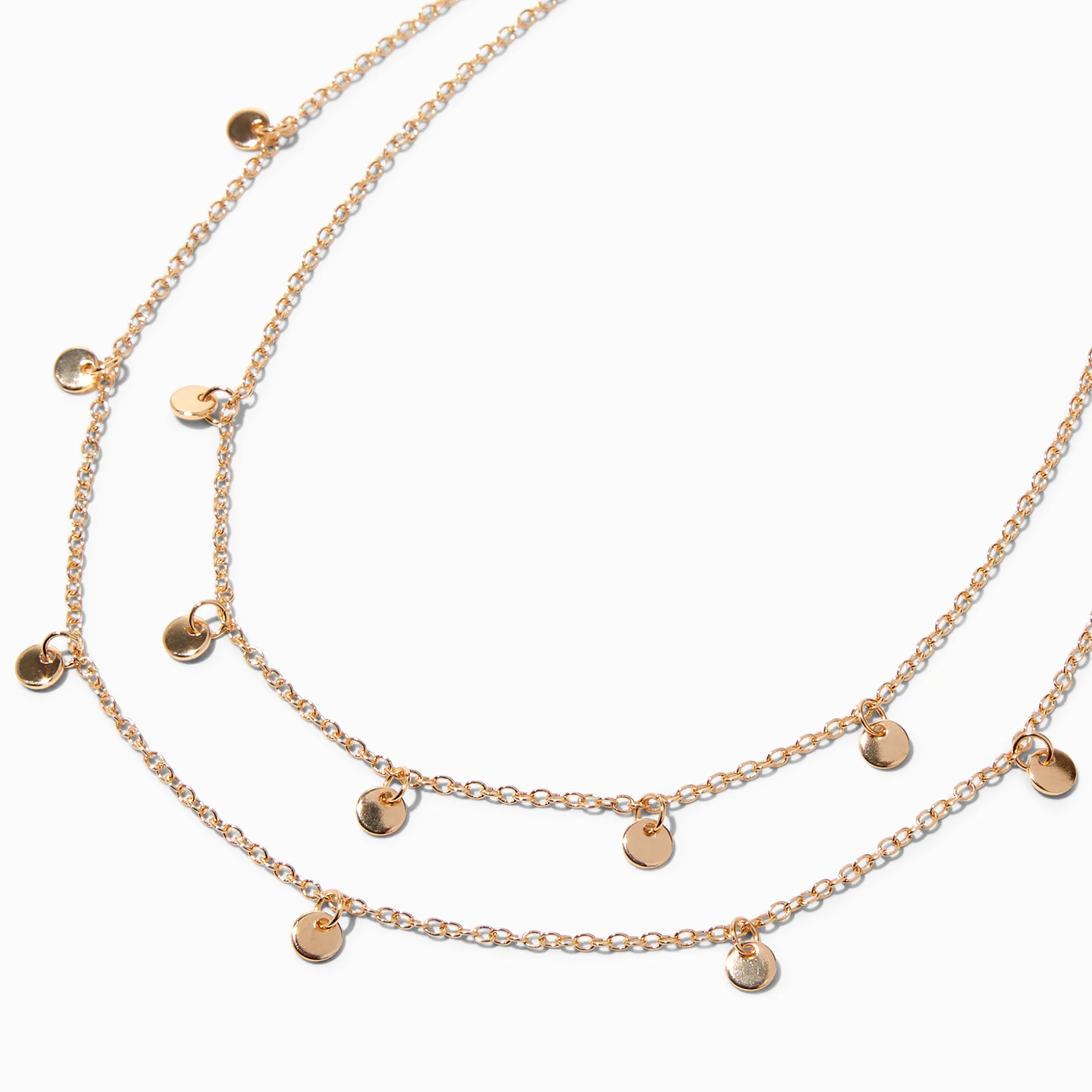 Collier multi-rangs à breloques disque couleur dorée