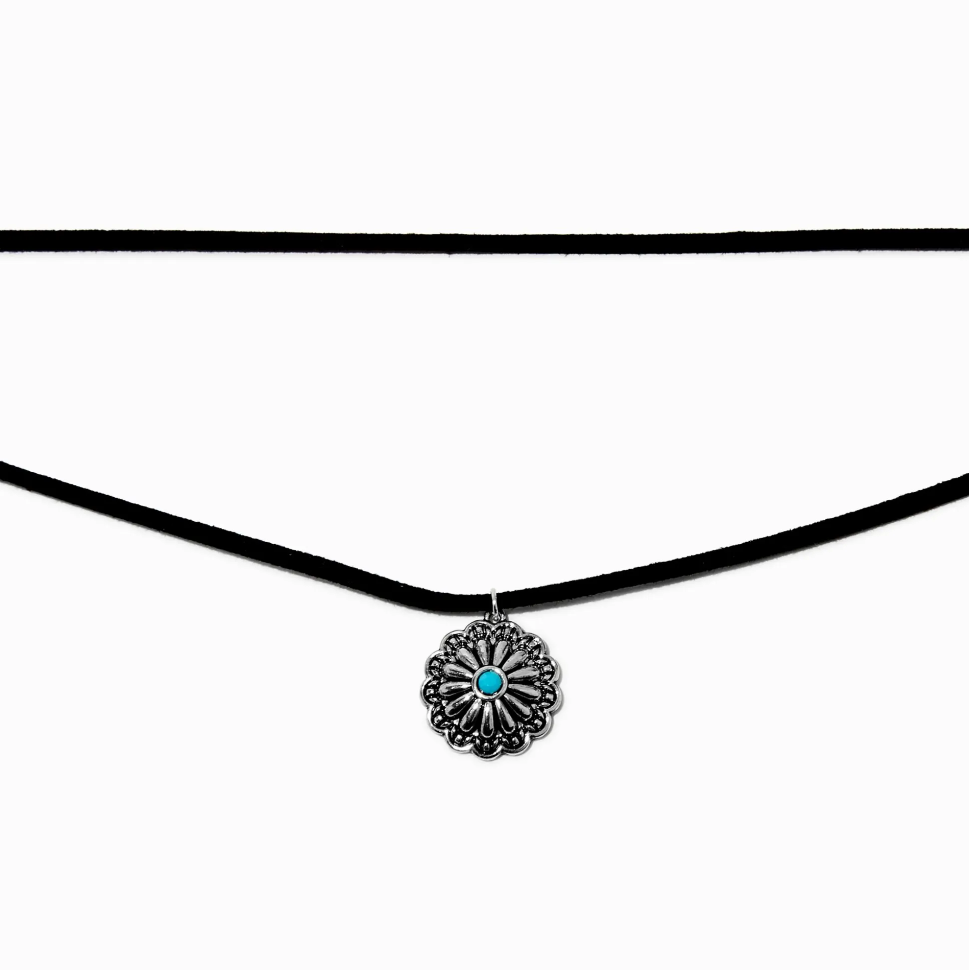 Collier multi-rangs à cordon noir avec pièces en turquoise d'imitation