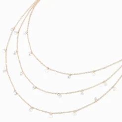 Collier multi-rangs confetti en zircon cubique couleur dorée