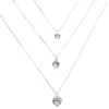 Collier multi-rangs cœur en zircon cubique couleur argentée