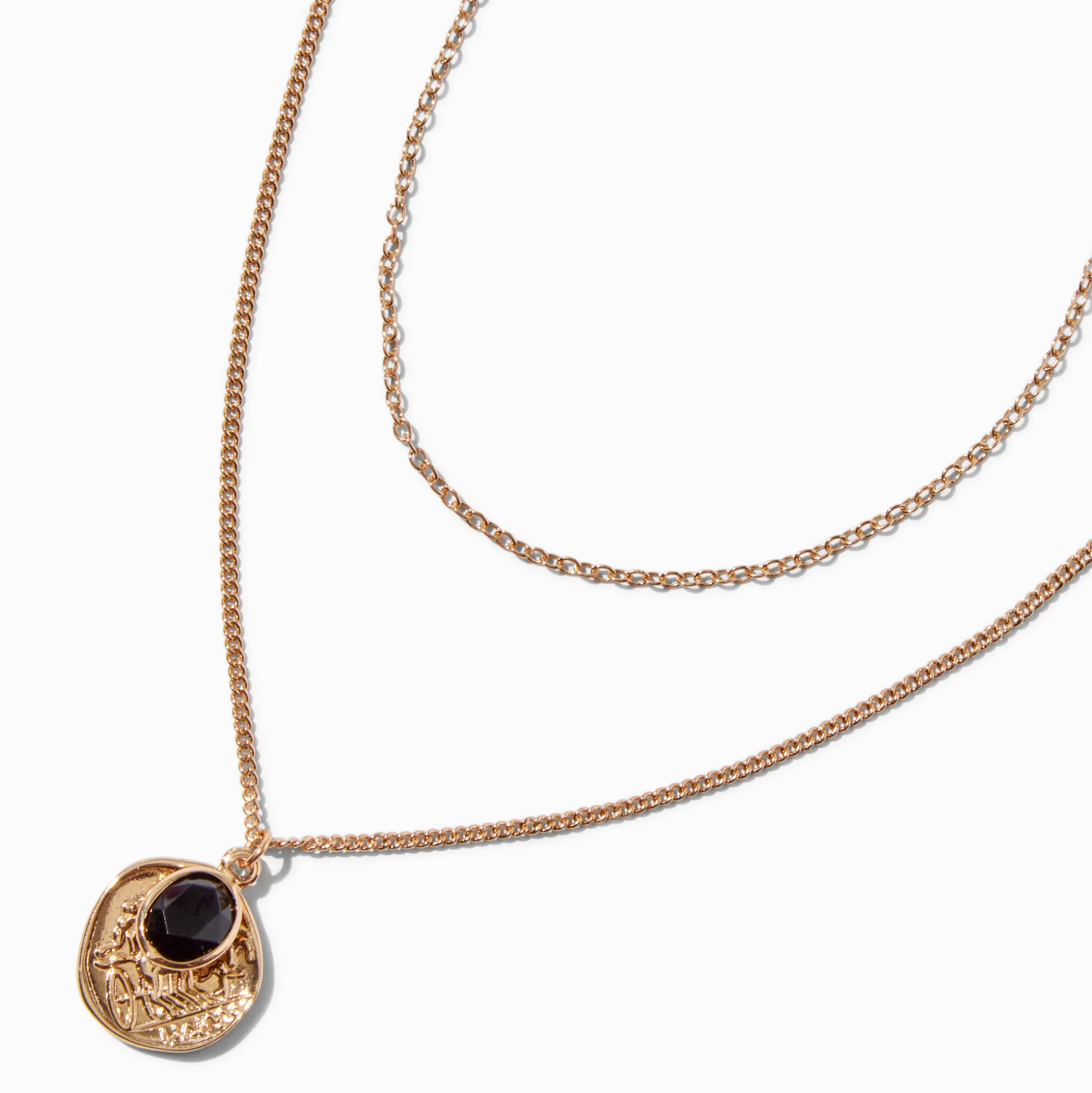 Collier multi-rangs pendentif pièce couleur dorée