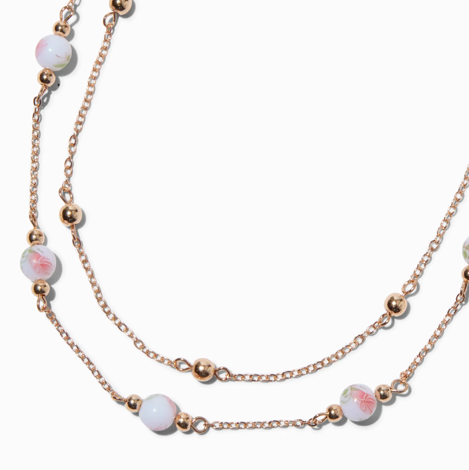 Collier multi-rangs perlé rose couleur dorée
