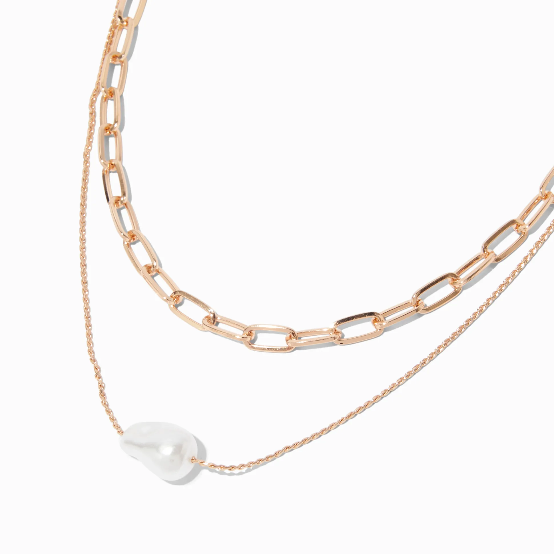 Collier multi-rangs perle d'imitation couleur dorée