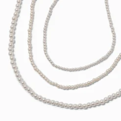 Collier multi-rangs perle d'imitation rose tendre