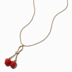 Collier pendentif cerise pavé rouge