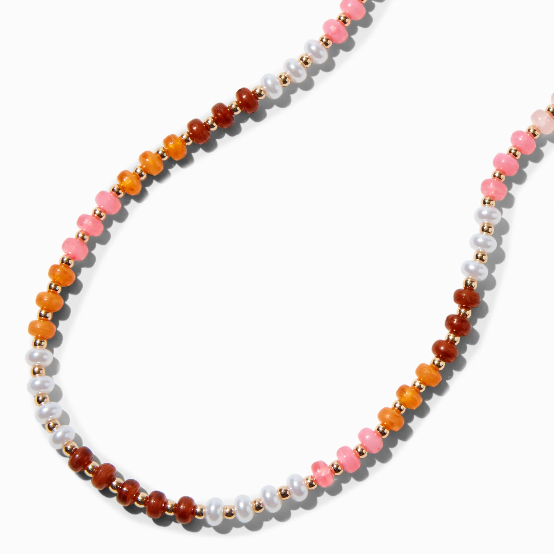 Collier perlé tons chauds couleur dorée