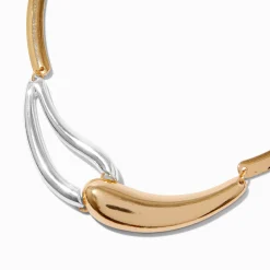 Collier ras-de-cou forme de goutte en métaux mixtes