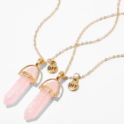 Colliers à pendentif avec strass mystiques brillants roses best friends couleur dorée (lot de 2)