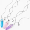 Colliers à pendentif avec strass best friends couleur argentée - Lot de 3