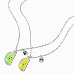 Colliers à pendentif citron et citron vert best friends - Lot de 2