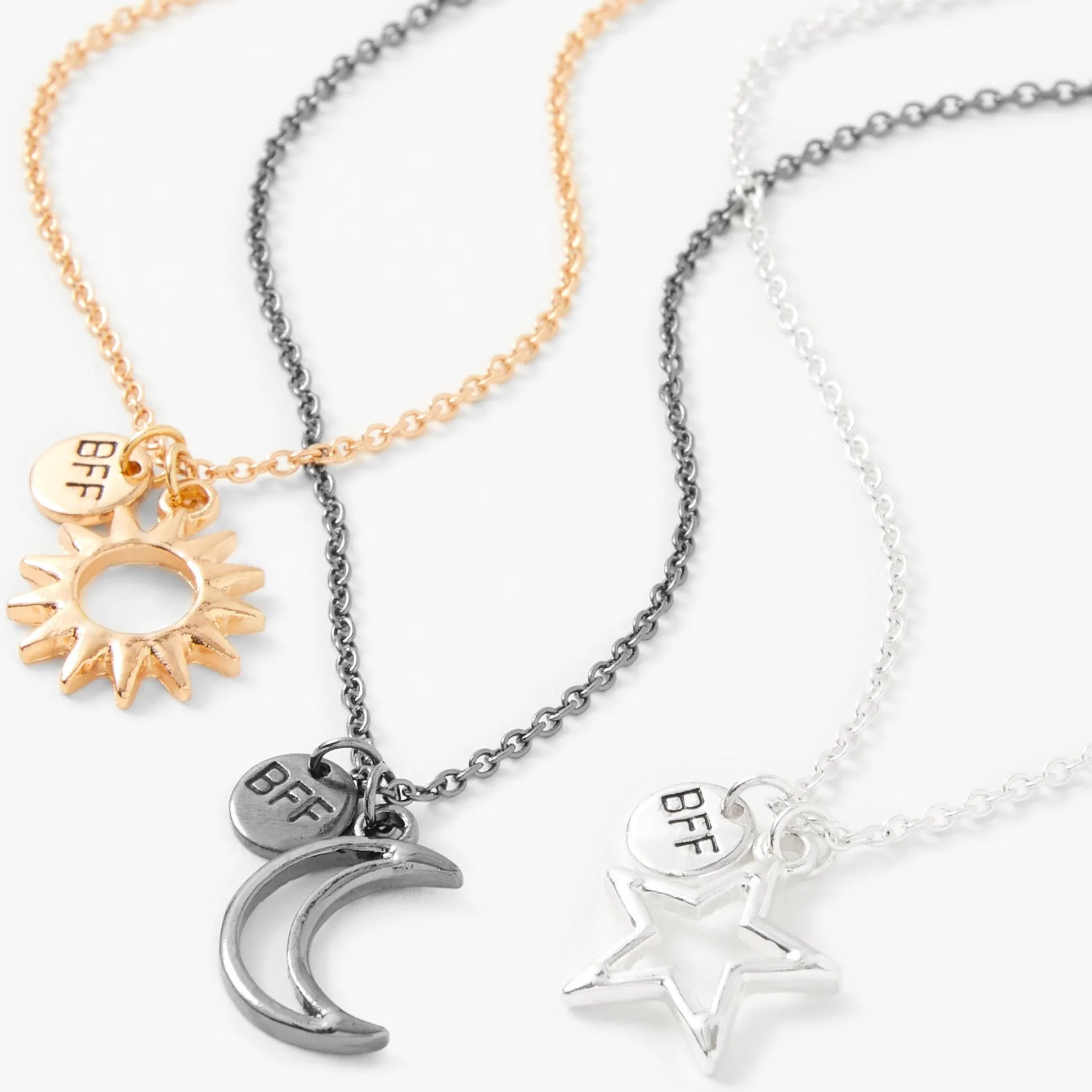Colliers à pendentif cosmiques en métaux mixtes best friends - Lot de 3
