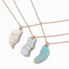 Colliers à pendentif cœur avec dégradé blanc et bleu best friends - Lot de 3