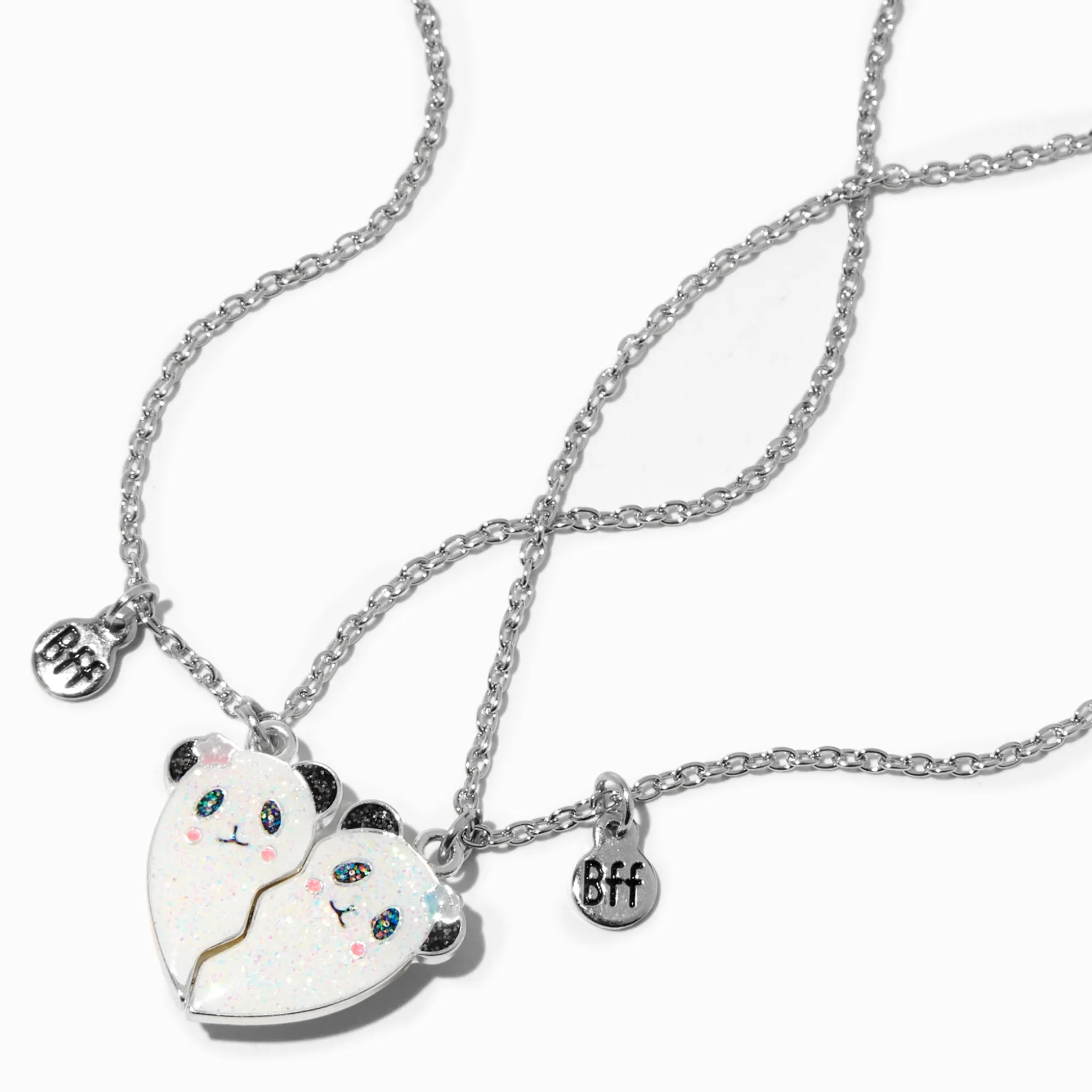 Colliers à pendentif cœur fendu panda best friends - Lot de 2