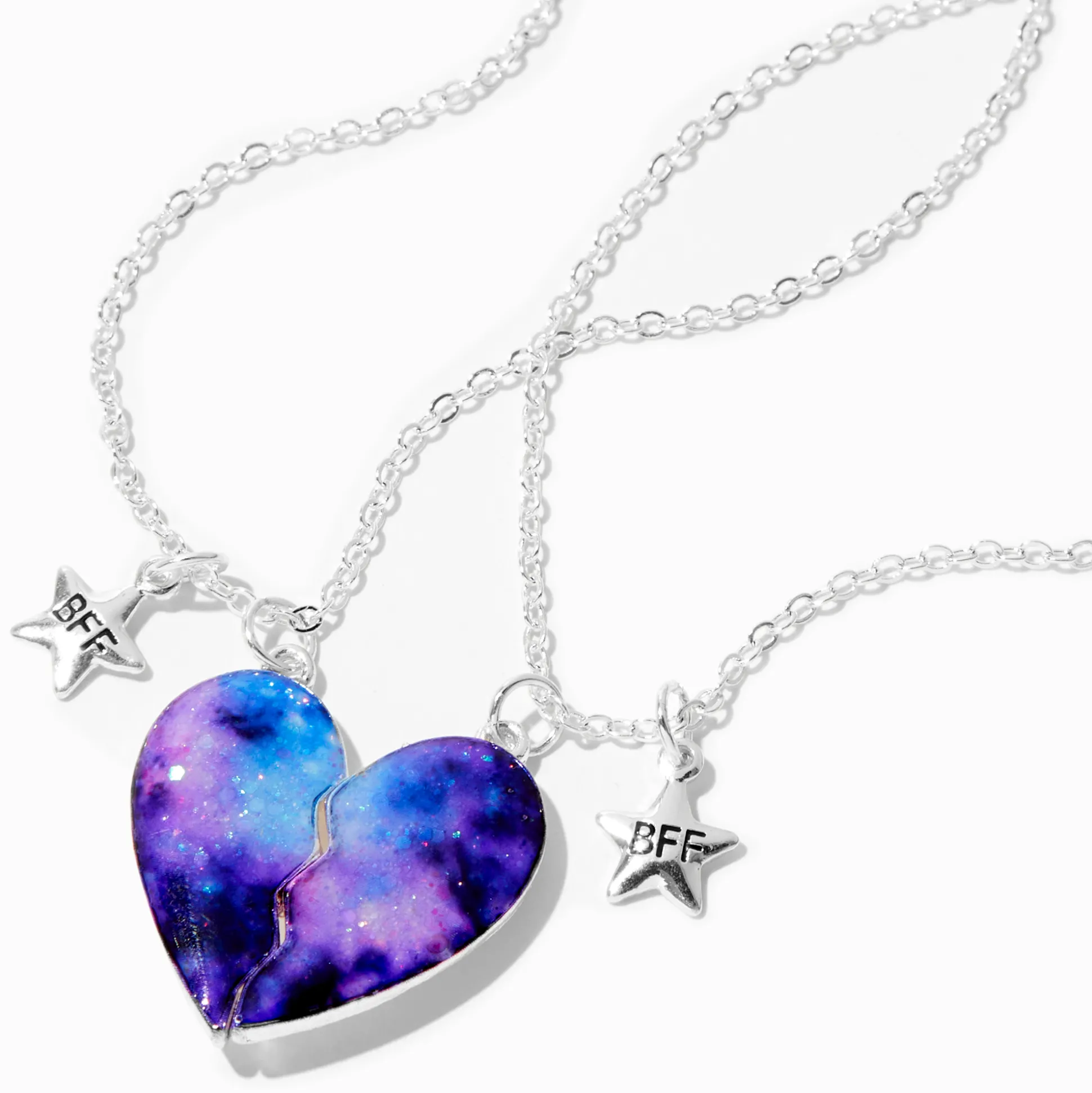 Colliers à pendentif cœur fendu en deux galaxie Best Friends (lot de 2)