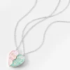 Colliers à pendentif cœur fendu rose et bleu best friends (lot de 2)